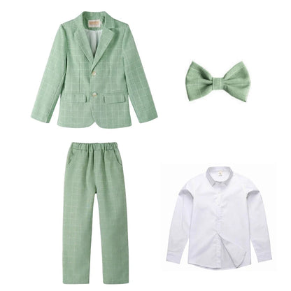 Boys Suit Wedding Ring Bearer Outfit Kids Suit Set Blazer Pants Bow Tie Shirt Clothes Formal Wear 2-14Years