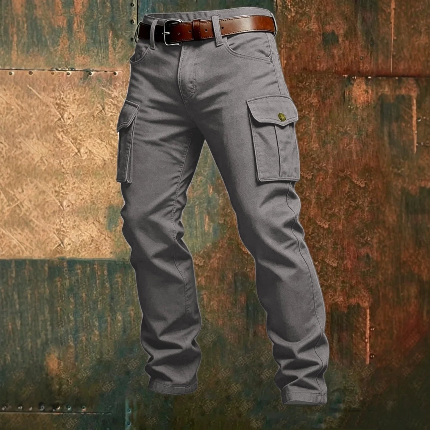 2026 New Large Pocket Loose Overalls Men's Outdoor Sports Jogging Tactical Pants Elastic Waist Pure Cotton Casual Work Pants