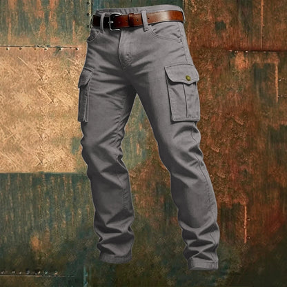 2026 New Large Pocket Loose Overalls Men's Outdoor Sports Jogging Tactical Pants Elastic Waist Pure Cotton Casual Work Pants