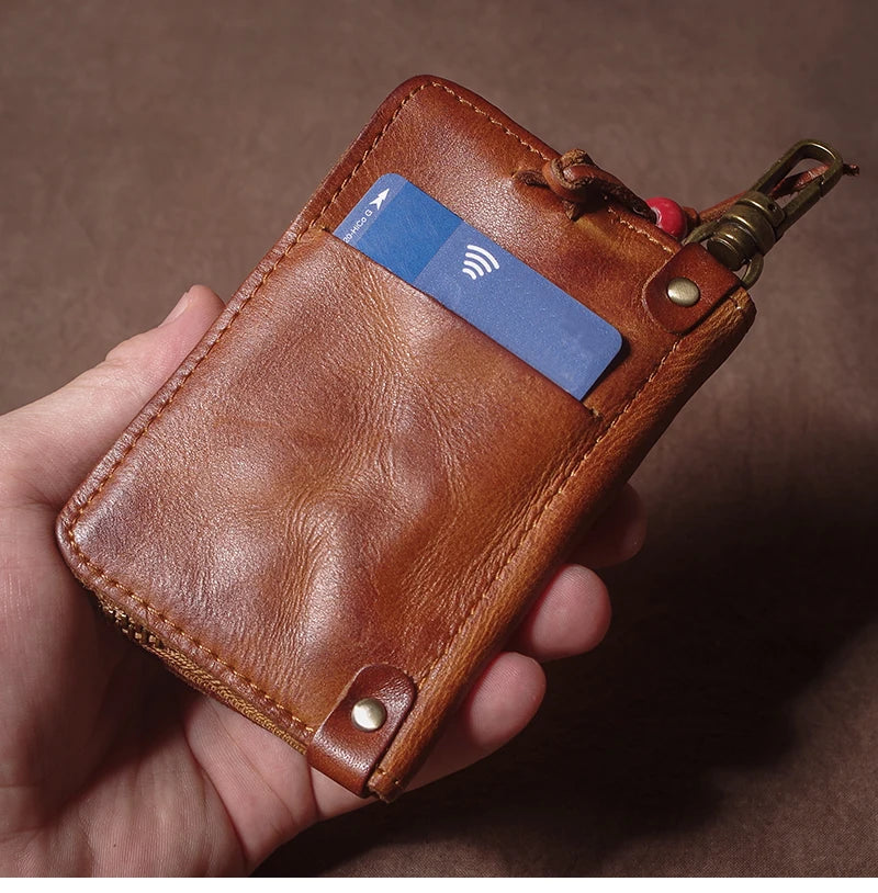 Luxury Brand Genuine Leather Key Bag Multifunctional Waist Hanging Card Holder Coin Purse Men Women Car Key Case Organizer