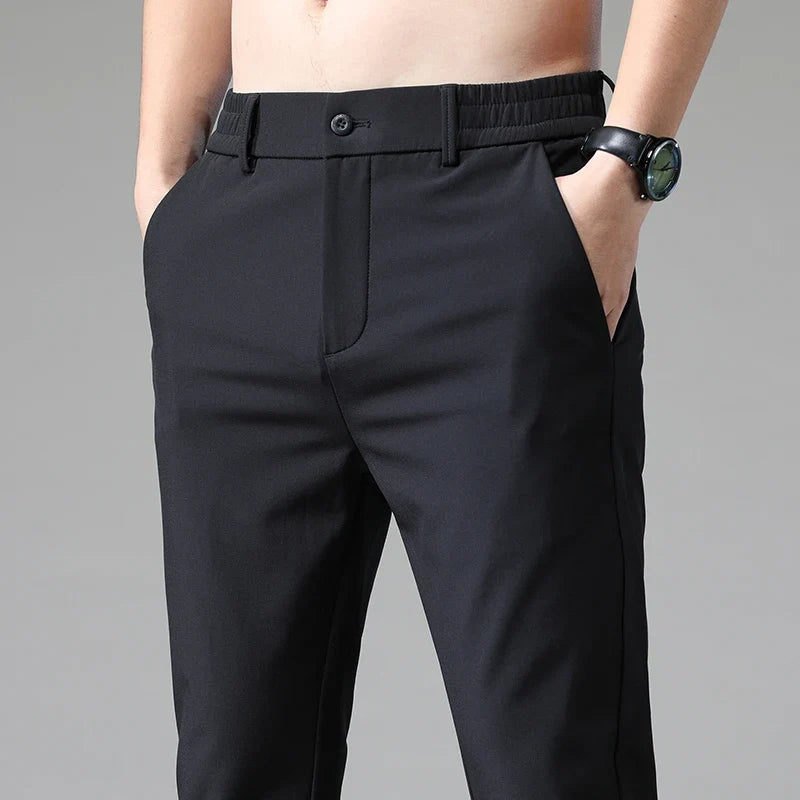 2024 Summer New  Men's Thin Straight Casual Pants Classic Style Light Gray Business Stretch Trousers Male Brand