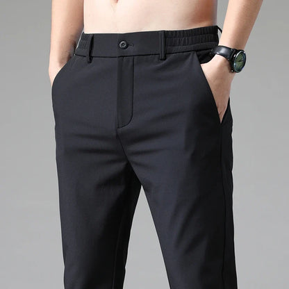 2024 Summer New  Men's Thin Straight Casual Pants Classic Style Light Gray Business Stretch Trousers Male Brand