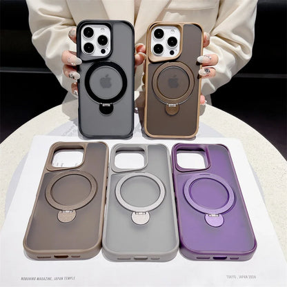 Luxury Magnetic for Magsafe Bracket Stand Phone Case for iPhone 13 15 16 Pro Max 12 14 Plus Folding Stand Shockproof Back Cover