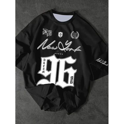 Summer 2025 New Men's New York 96 3d printed digital printed baseball T-shirt, short-sleeved O-neck casual T-shirt, oversized sp