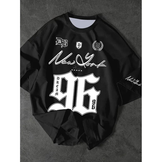 Summer 2025 New Men's New York 96 3d printed digital printed baseball T-shirt, short-sleeved O-neck casual T-shirt, oversized sp