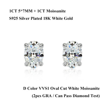 5*7mm Oval Cut Ruby Emerald Moissanite Stud Earrings Lab Grown For Women Man Unisex Gemstone Party 925 Silver Earring Gift
