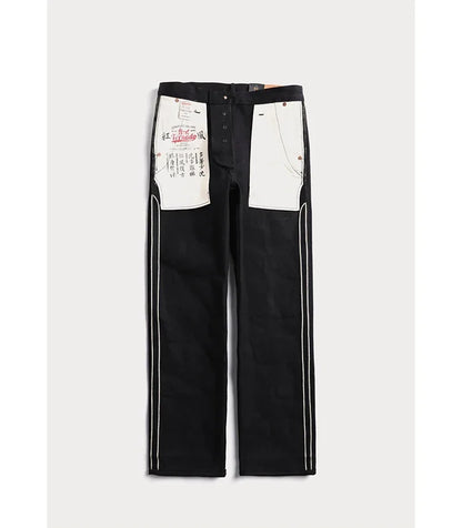 Black Men's Jeans Relaxed Fit 14.5oz Selvedge Denim Officer Trousers