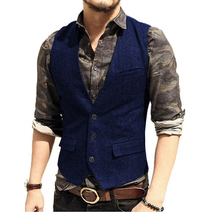Black Men's Blazer Vest Euro Size Vintage Vests Man Single Breasted Outerwear Men's Suits Vest Spring Autumn Herringbone Vest