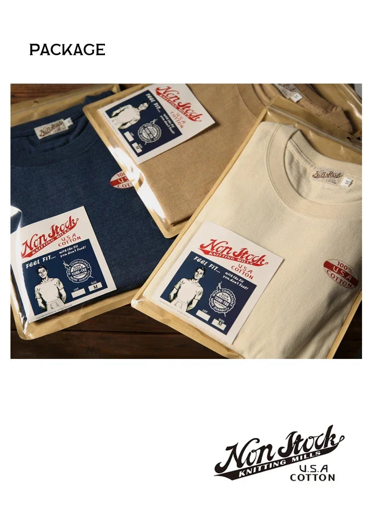 Non Stock 260g Seamless Tubular T-Shirts USA Cotton Crew Neck Short Sleeve Tee