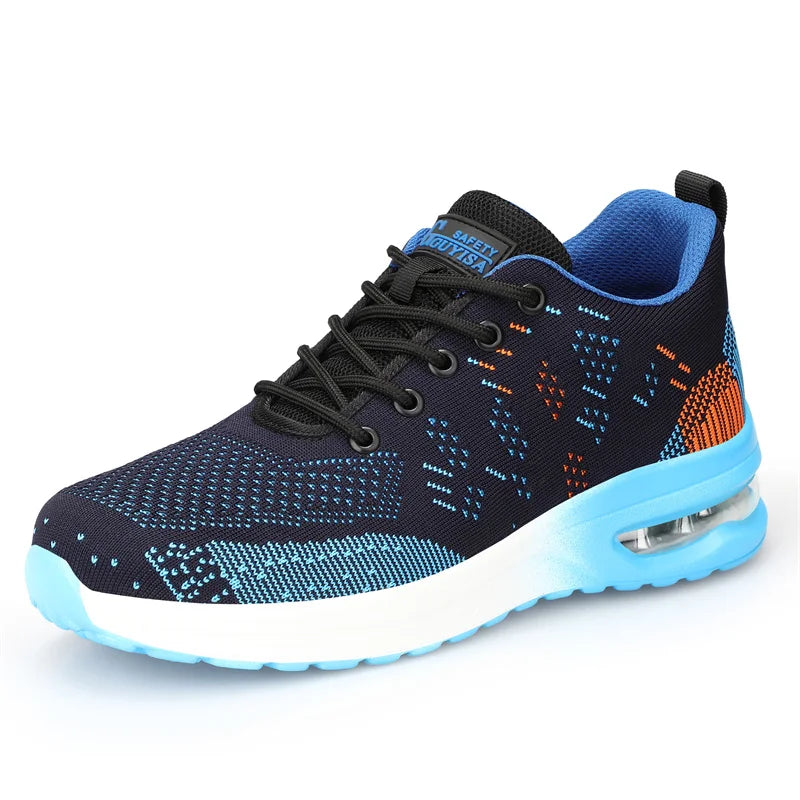 Breathable Men Work Safety Shoes Steel Toe Cap Air Cushion Working Boots Construction Indestructible Work Sneakers Men Shoes