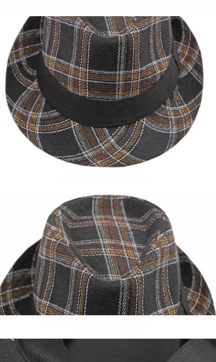 European and American Style Patterned Top Hat for Men  Sun Protection  Hat  Spring and Summer New Plaid Jazz Hat for Women