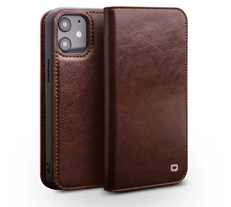 Luxury Thin Case for iPhone15 14 13 12 11 Pro Max Mini Genuine Leather Fashion Cover for XR XS Max 7 8 14 Plus Card Slot