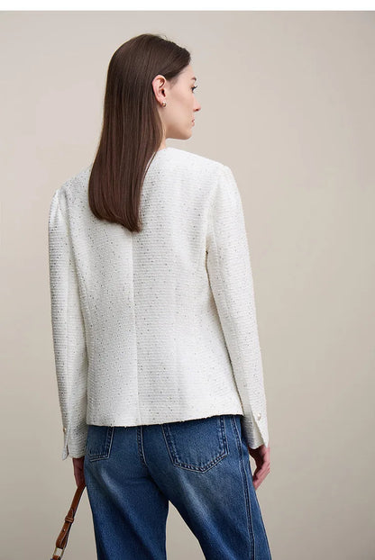 Blazer Women 2026 Autumn New Elegant Versatile V-neck Jacket Female Single Button Slim Women's Long Sleeve Top 12641057