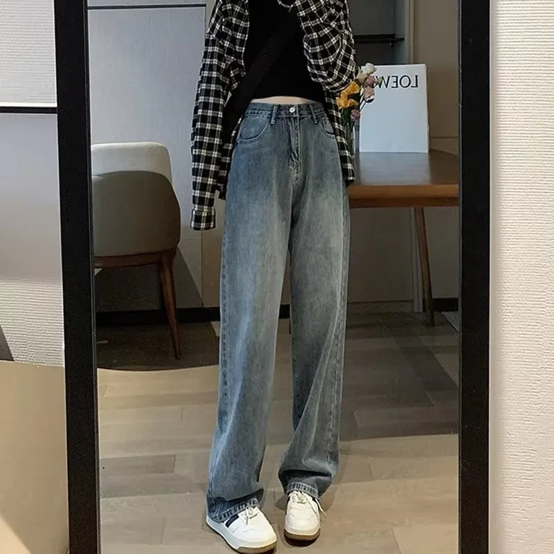 Spring And Summer New High Waisted Slim Jeans For Women Niche Casual Loose Thin Floor Pants Wide Leg Pants Trendy Pants