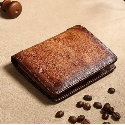 Luxury Men's Wallet RFID Short Trifold For Men with ID Window and Credit Card Holder