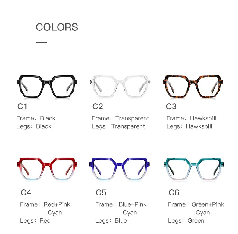 Oversise Women Myopia Prescription Glasses Hyperopia Reading Glasses Anti Blue Light Optical Eyeglasses Frame PFD2143