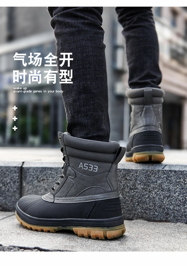 Plus Size 48 Outdoor Men Boots Winter Snow Boots for Men Training Work Boots Waterproof Slip-Resistant Keep Warm Winter Shoes