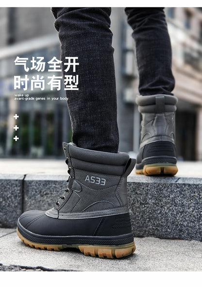 Plus Size 48 Outdoor Men Boots Winter Snow Boots for Men Training Work Boots Waterproof Slip-Resistant Keep Warm Winter Shoes