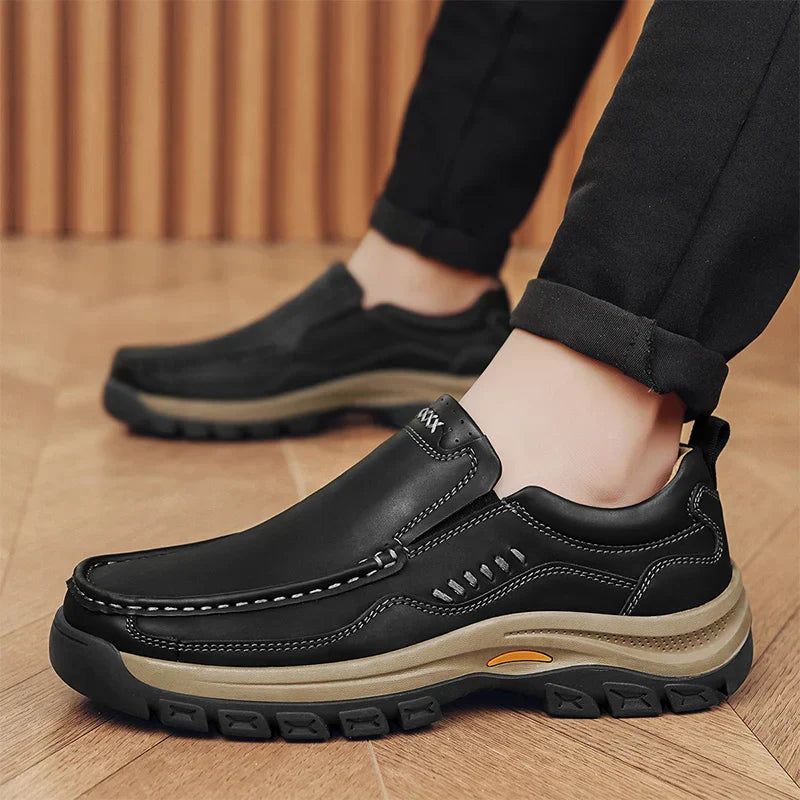 Men's Hand-Stitched Fashion Loafers, Solid Color Low-Top Casual Shoes, Simple Trendy Slip-On Sneakers, Men's Shoes for All Seasons, Daily Office Business Shoes, Large Size Men's Shoes