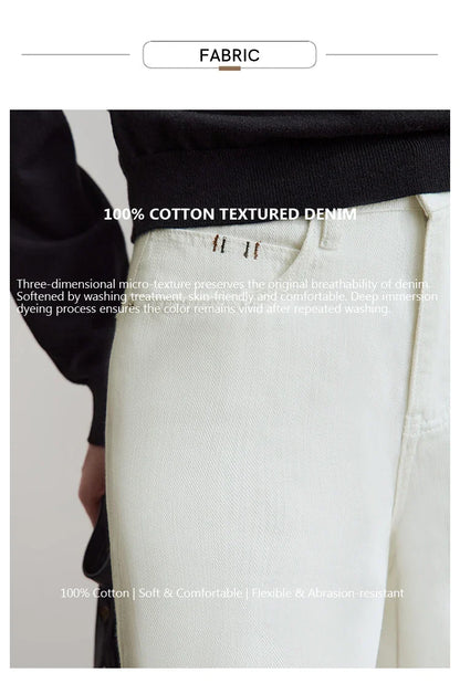 Minimalist 2025 Autumn New Arrival Pants Minimalism Retro Casual Office Lady Pure Cotton Jeans Women Denim Trouser 12543141