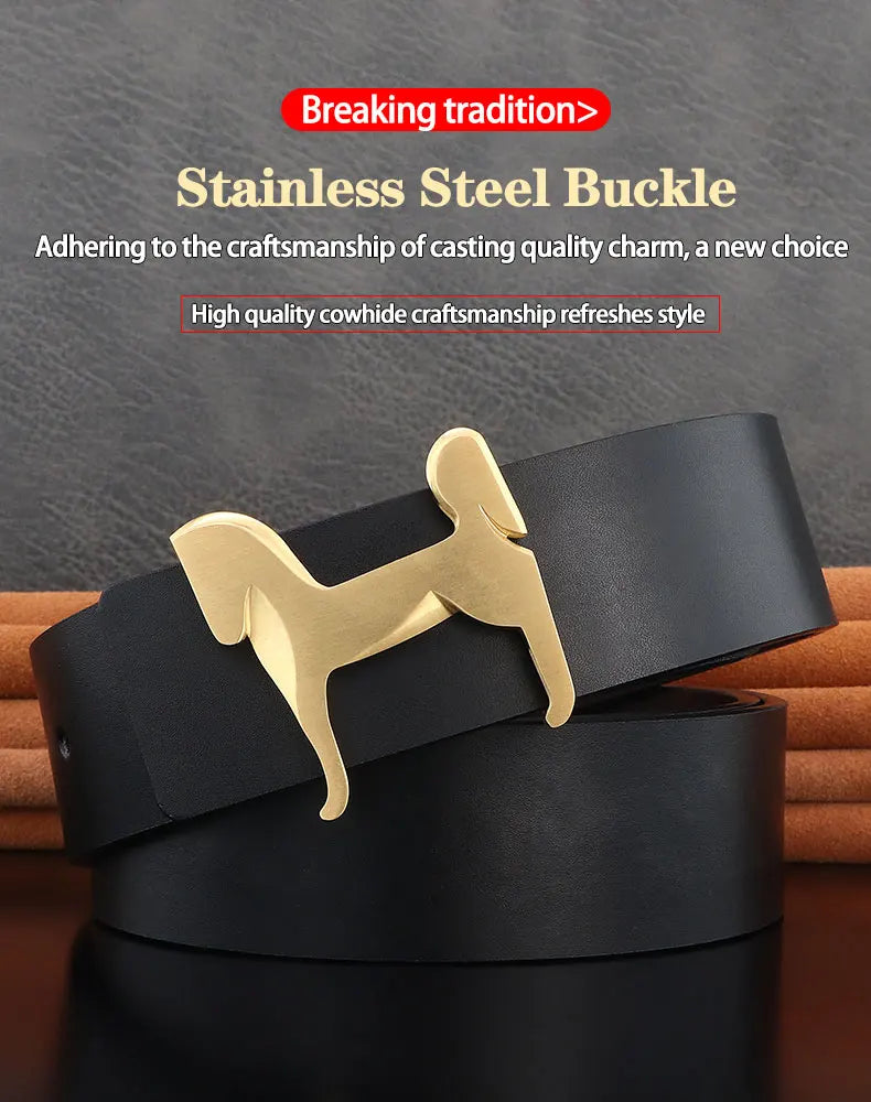 High grade Stainless steel horse slide buckle men belts 3.8cm wide genuine leather Waistband cowboy casual ceinture homme