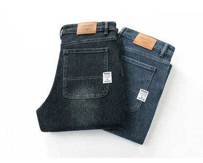 2025 New Autumn and Winter Men's Jeans Loose Comfortable Straight Business Casual Versatile Wide-leg Business Trousers