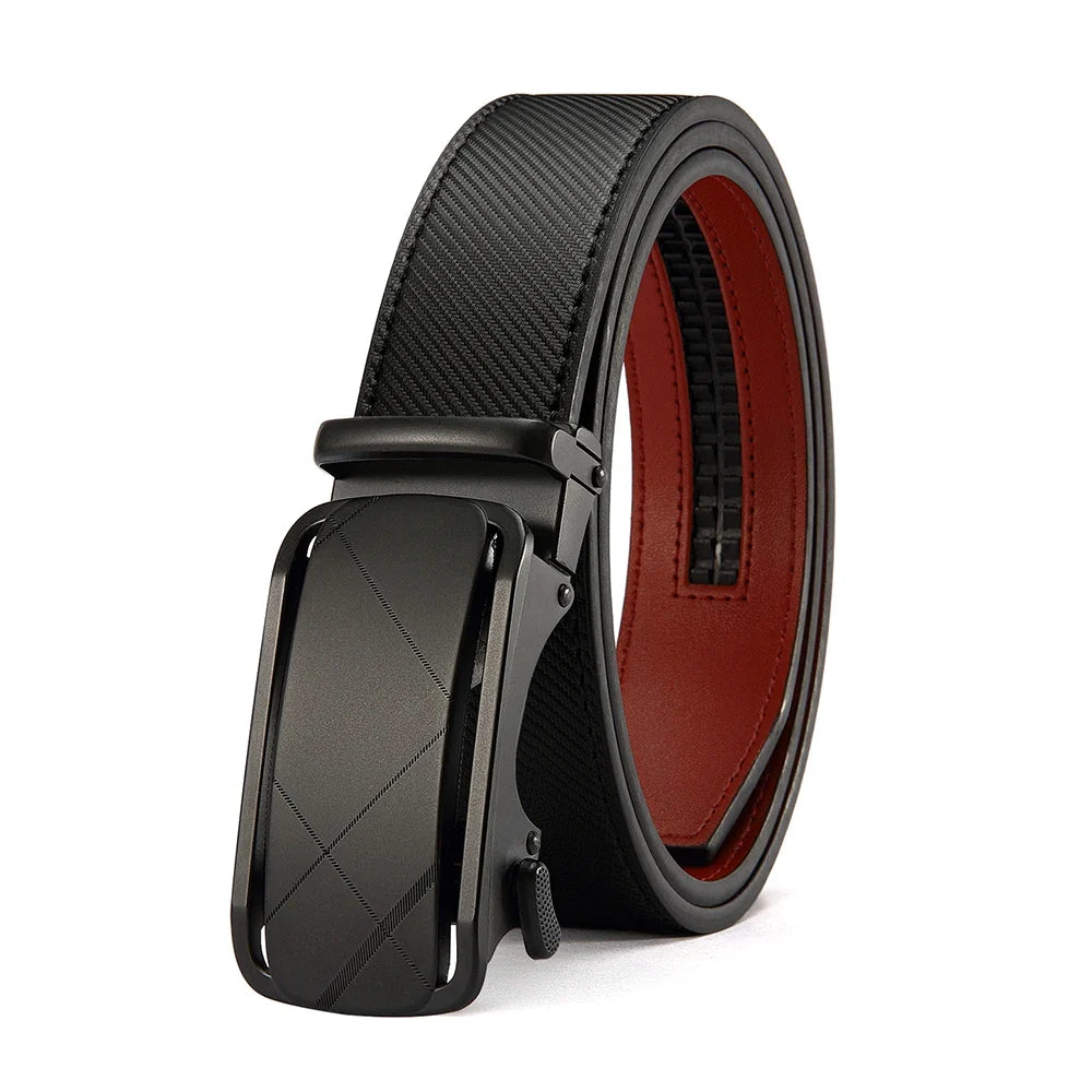 Mens Belt Genuine Leather Luxury Belt Metal Automatic Alloy Buckle Fashion Ratchet Belts for Men Cowhide High Quality Belt