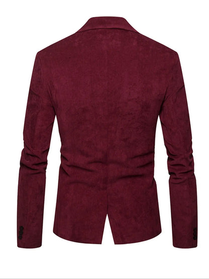 Men's Corduroy Blazer Jacket Medium Thick Business Suit Spring & Fall Season Fitted Design Woven Fabric Style