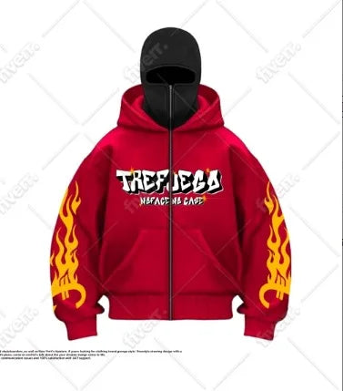 Ninja jacket 2025 new model hot sale upper and lower double-head zipper POG GHB print niche design new model