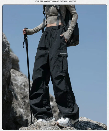 Women Hiking Pants Outdoor Waterproof Zippered Pocket Mountaineering Paratrooper Pants Autumn Breathable Camping Cycling Pants