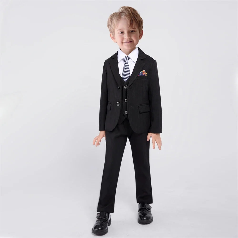 Handsome Kids Slim Fit Suits For Wedding Party Classic Boys Suit Set 4 Pieces School Graduation Ceremony Piano Performance