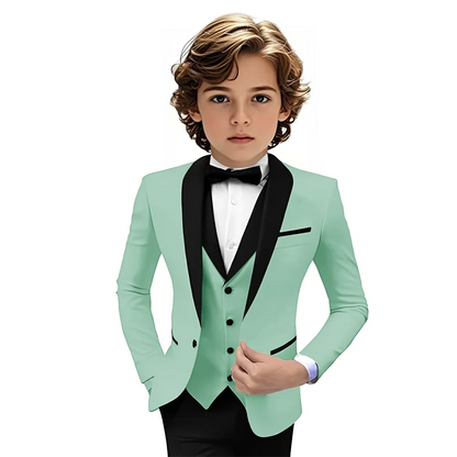 Boys Shawl Lapel Suit Set 3 Pieces Host Costumes,Formal Smart Slim Fit Suits For Kids,Plus Size Tuxedo Party Outfit 2-20T