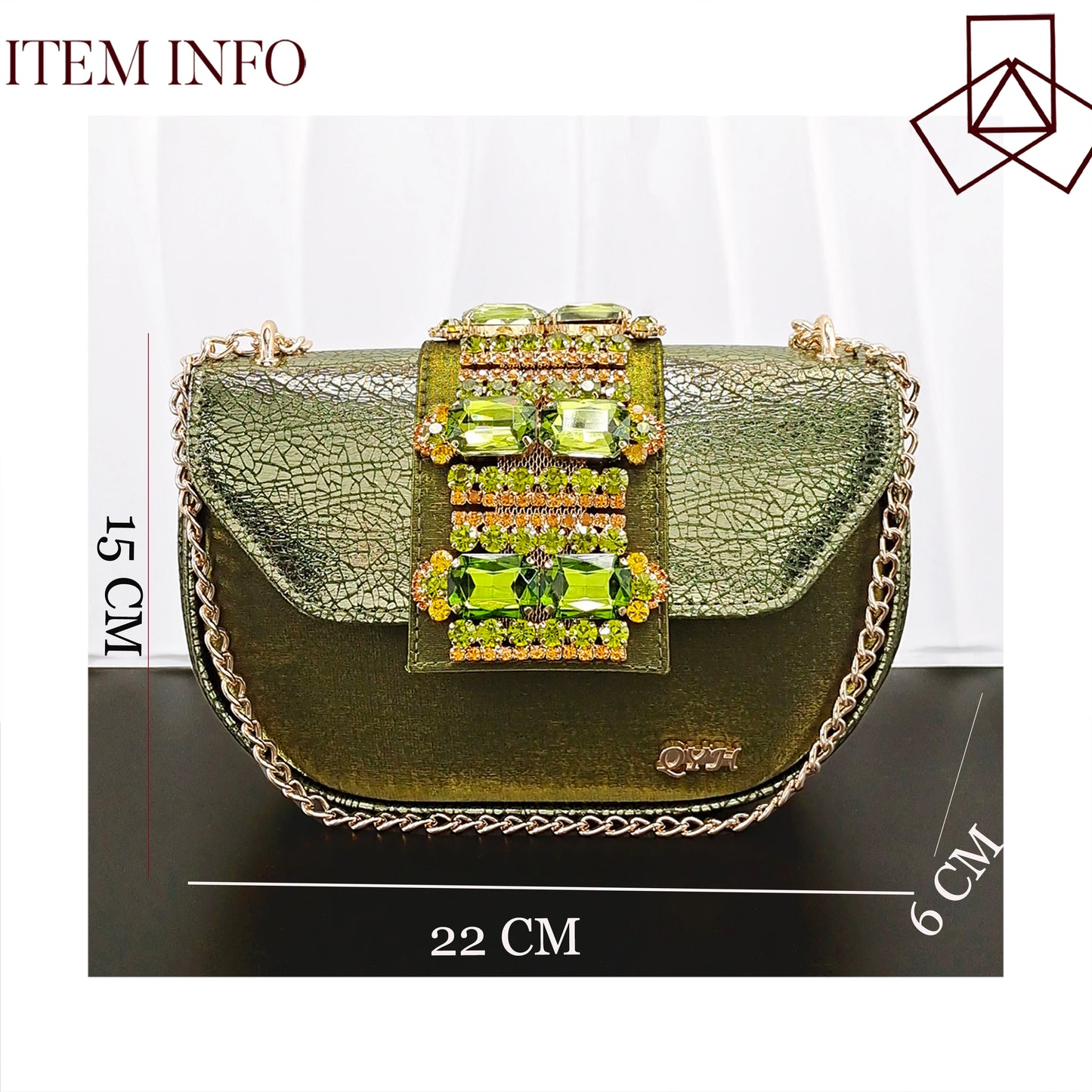 Newest Italian Design Fashion Comfortable Olive Color Peep Toe Party Wedding or Work Women's High Heels with Diamond Oval Bag