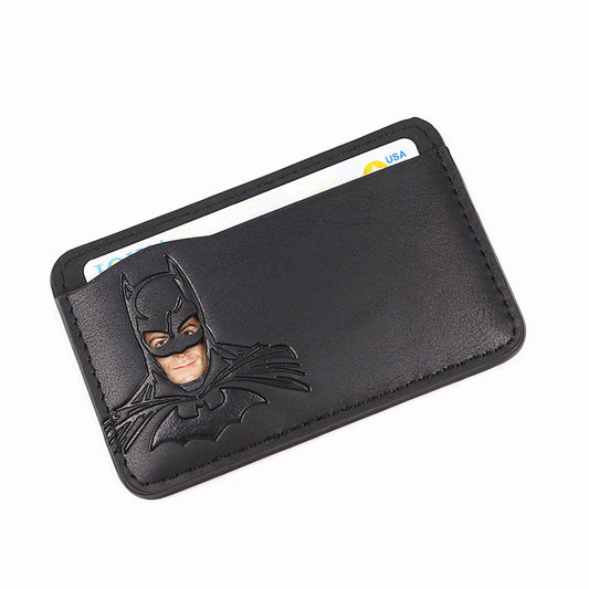Portefeuille Bat en Cuir pour Homme, Porte-Cartes Mince avec Découpe, Étui de Protection Visage Masque de Super-Héros, Cadeau pour Adolescents Garçons Amis Mari