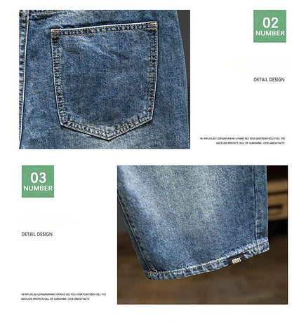 2024 New in Vintage Men's Denim Shorts Fashion Straight Bermuda Jeans Slim Soft Casual Short Pants Male Streetwear