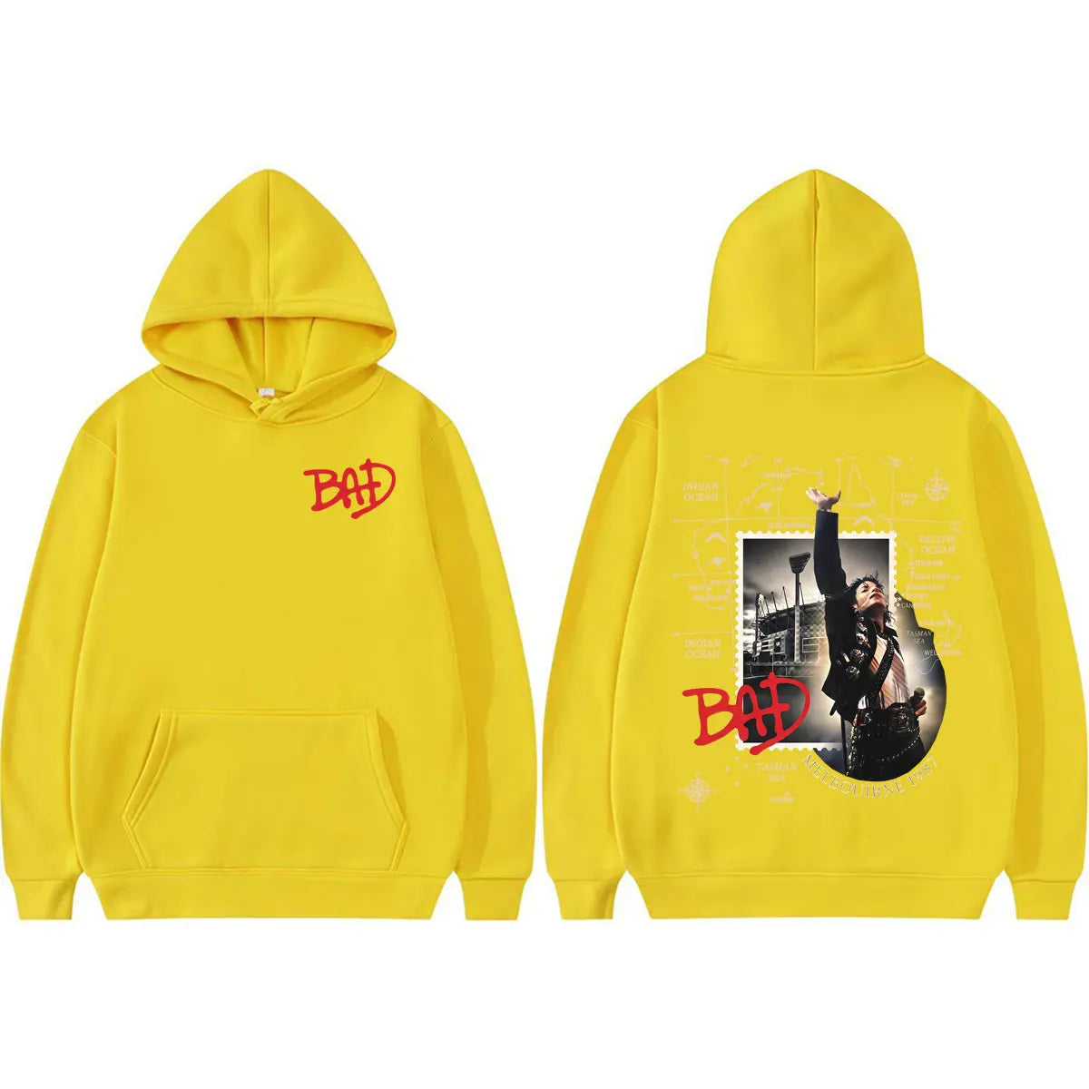 King of Pop Michael Jackson Bad Tour Pullovers Men Women Retro 80s Harajuku Fashion Hoodies High Quality Casual Cozy Sweatshirts