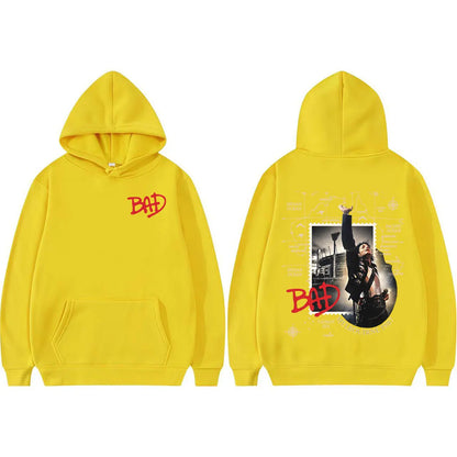 King of Pop Michael Jackson Bad Tour Pullovers Men Women Retro 80s Harajuku Fashion Hoodies High Quality Casual Cozy Sweatshirts