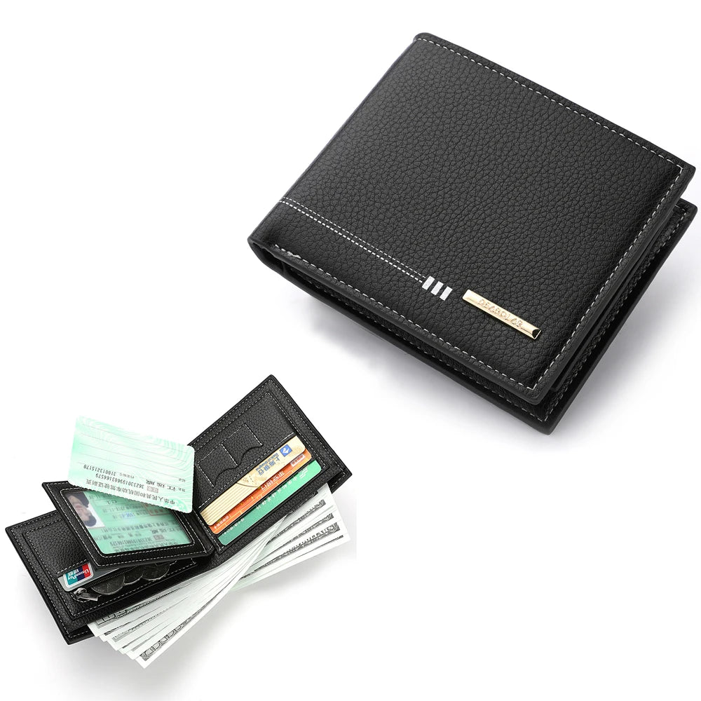 Nouveau Portefeuille Homme Porte-Cartes de Crédit Fermeture Éclair Porte-Monnaie Motif Litchi Haute Qualité Portefeuille Court d'Affaires Pour Hommes