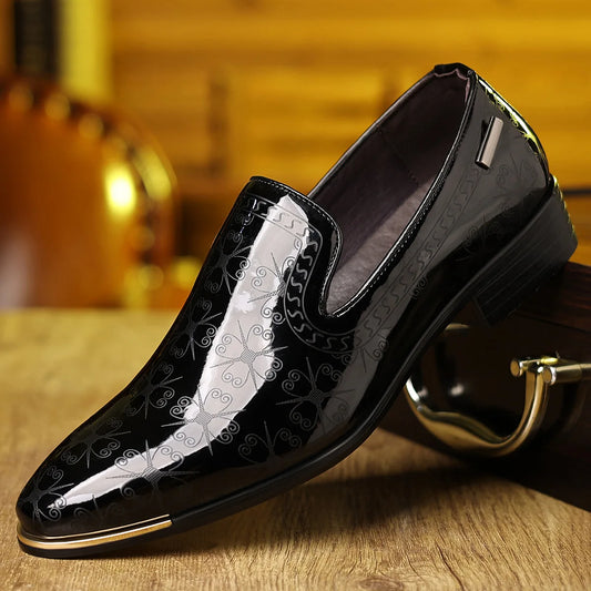 Big Size Patent Leather Shoes Men Solid Color Fashion Spring Autumn Casual Shoes Male British-style Business Wedding Shoe Man