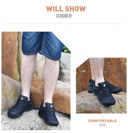 Mens Outdoor Mountain Climbing Shoes Mesh Non-Slip Breathable Trekking Hiking Shoes Waterproof Camping Soft Sneakers 39-46