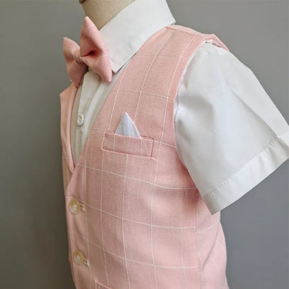 Baby Boys Formal Birthday Photograph Suit Kids Vest Shirt Pants Bowtie Wedding Dress Teenager Suit Children Graduation Costume