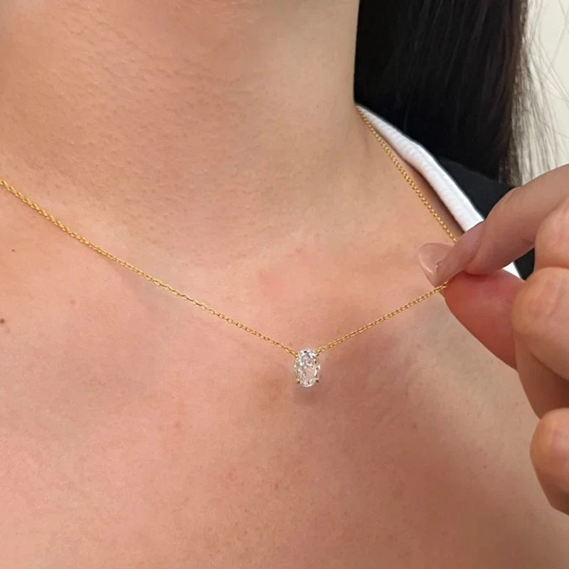 1/2/3Carat Oval Cut Solitaire Moissanite Pendant Necklace with certificate Diamond  Neckchain for women s925 silver Fine Jewelry