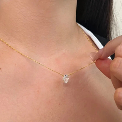 1/2/3Carat Oval Cut Solitaire Moissanite Pendant Necklace with certificate Diamond  Neckchain for women s925 silver Fine Jewelry
