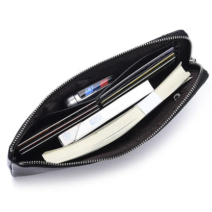 Nouvelle Pochette pour Homme Style Business Grand Portefeuille en Cuir PU Souple Homme avec Dragonne Sac Élégant Décontracté et Tendance Sac à Main Pochette Homme