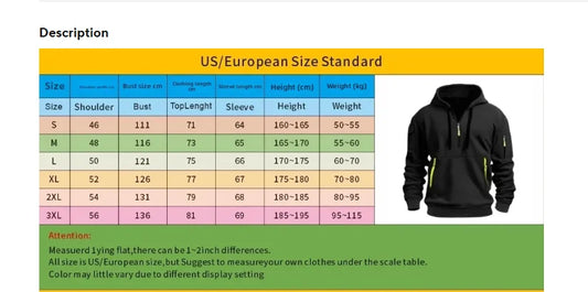 Men's tracksuit zipper hood multi-pocket and protective pants casual jogging tracksuit fall/winter 2-piece setLarge size S-3XL