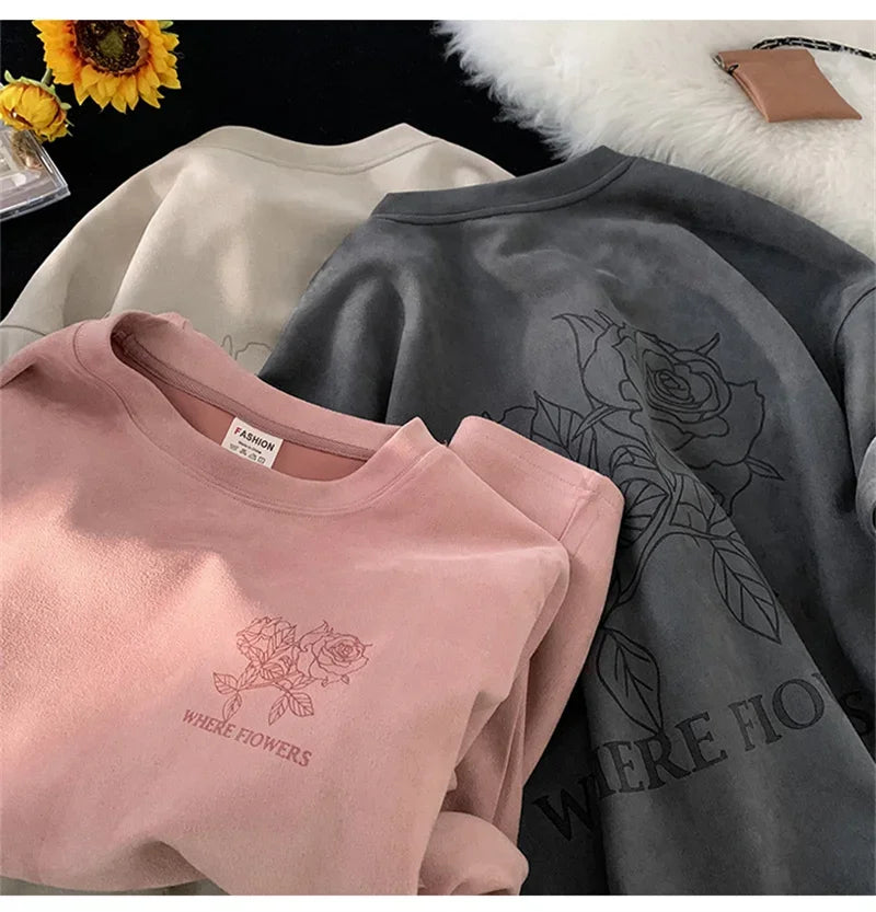 Summer Goth Flowers Design Printed Tshirts For Men Y2K Vintage Short Sleeve T-shirts Hip Hop Fashion Streetwear Cotton Tee Shirt