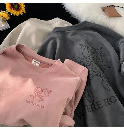 Summer Goth Flowers Design Printed Tshirts For Men Y2K Vintage Short Sleeve T-shirts Hip Hop Fashion Streetwear Cotton Tee Shirt