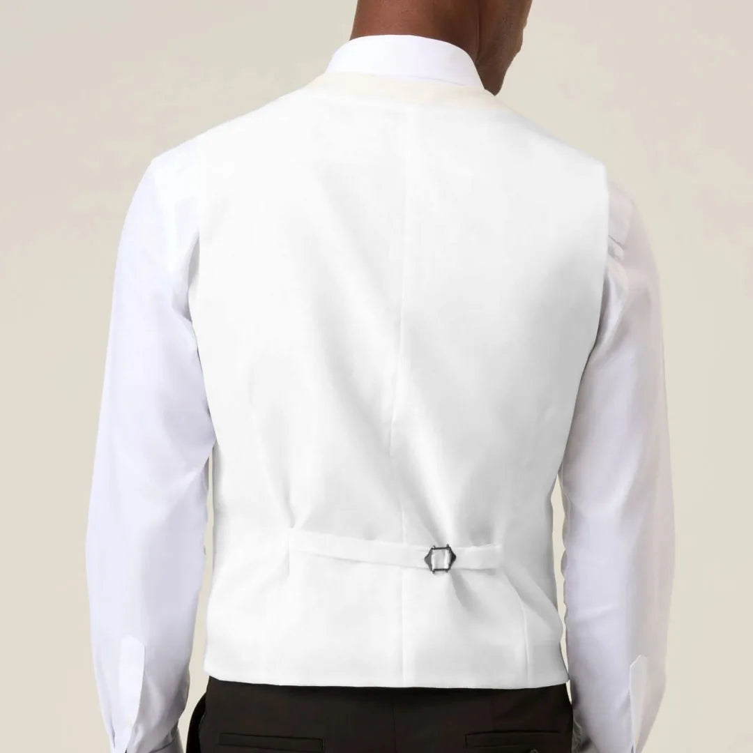 Men Vest White Solid Single Breasted Waistcoat For Business Wedding Banquet Party Prom Business Daily Casual Men Suit Vest