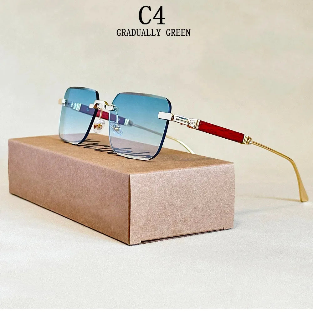 Vintage Square Sunglasses For Men Rimless Sunglasses Women Trendy Retro Fashion Glasses Gafas De Sol Hombre Lunette Soleil Femme