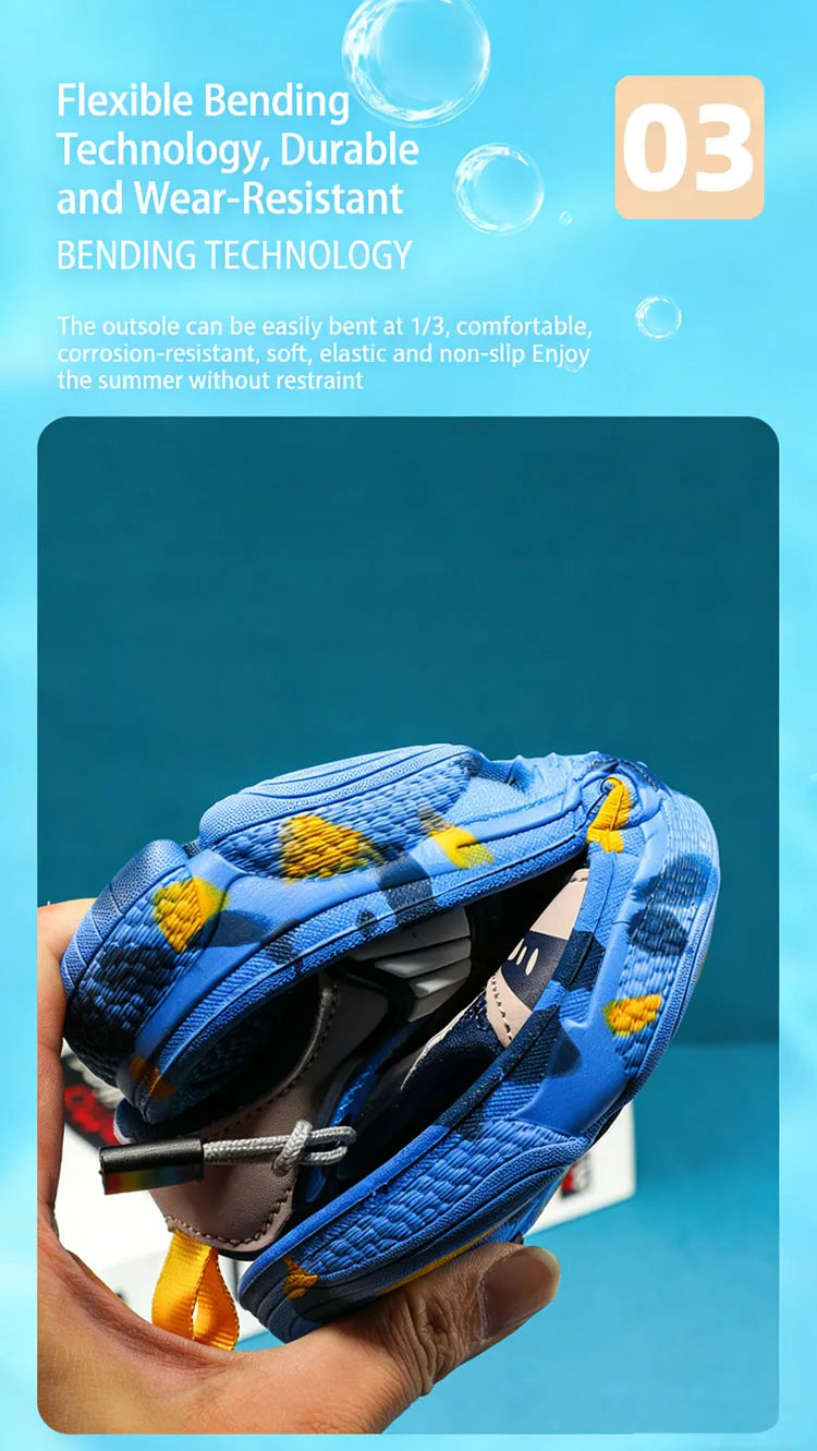 4 Colors Breathable Kids Sandals Boys Girls Lightweight Soft Sole Summer Beach Shoes Casual Comfortable Flat Walking Sandalias